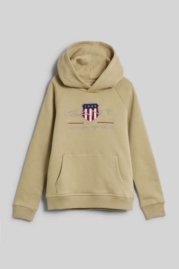 MELEGÍTŐ FELSŐ GANT ARCHIVE SHIELD RAGLAN HOODIE BEIGE GREEN