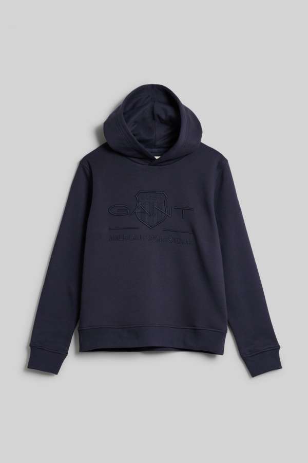 MELEGÍTŐ FELSŐ GANT TONAL SHIELD HOODIE EVENING BLUE