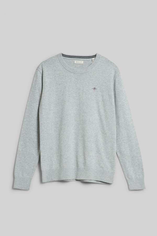 PULÓVER GANT SHIELD CLASSIC COTTON C-NECK LIGHT GREY MELANGE