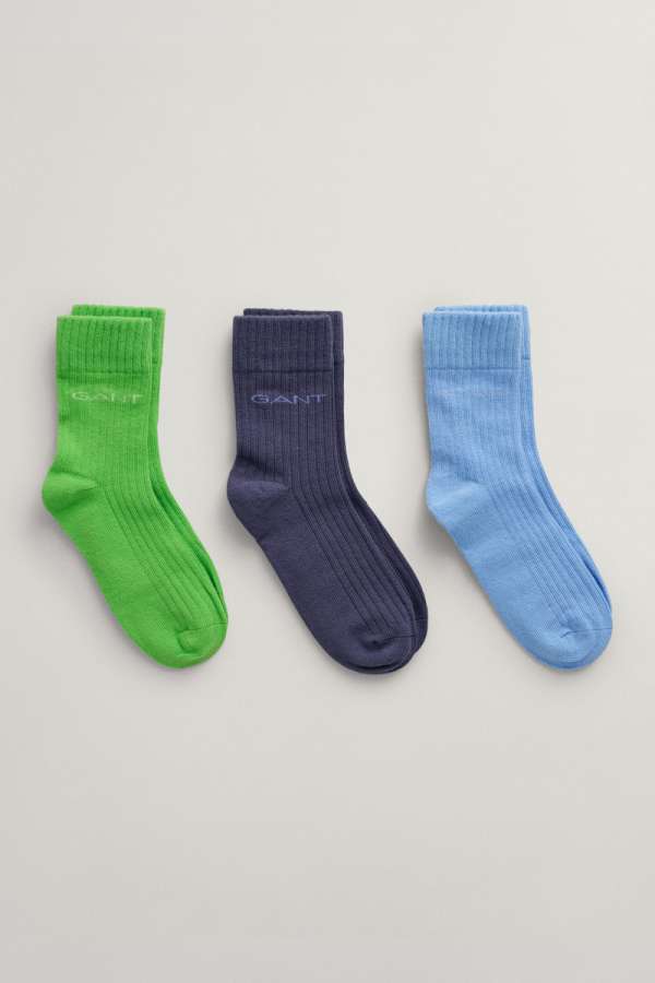ZOKNI GANT TONAL LOGO RIB SOCKS 3-PACK SLIME GREEN