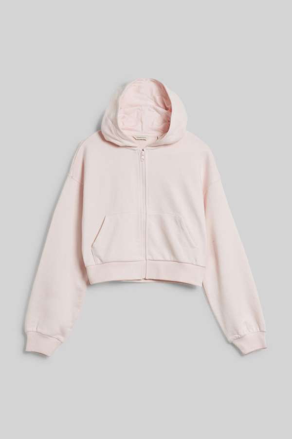 MELEGÍTŐ FELSŐ GANT CROPPED SCRIPT LOGO ZIP HOODIE CRYSTAL PINK