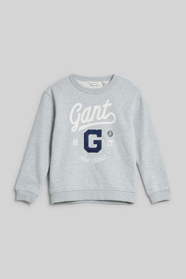 MELEGÍTŐ FELSŐ GANT RELAXED GRAPHIC C-NECK LIGHT GREY MELANGE