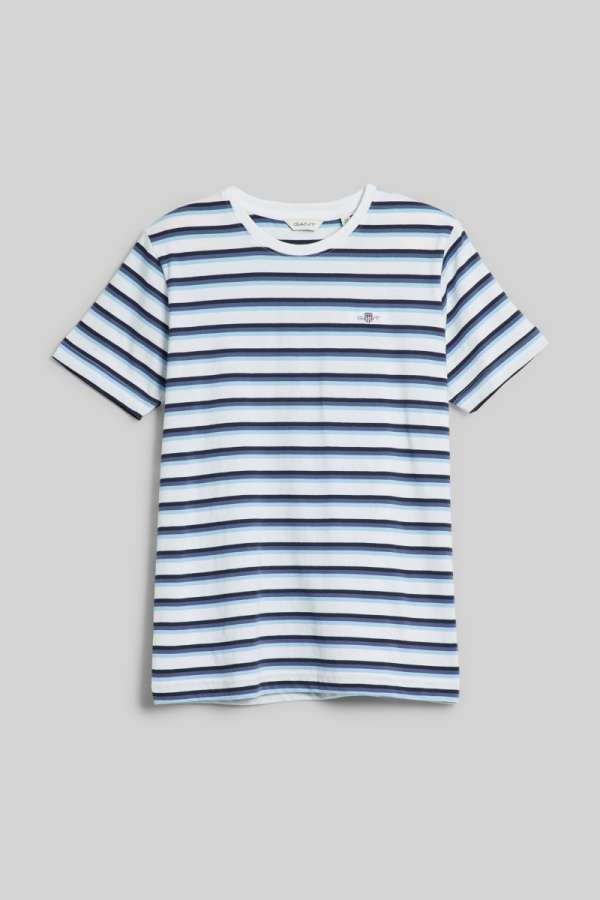 PÓLÓ GANT STRIPED SHIELD T-SHIRT WHITE