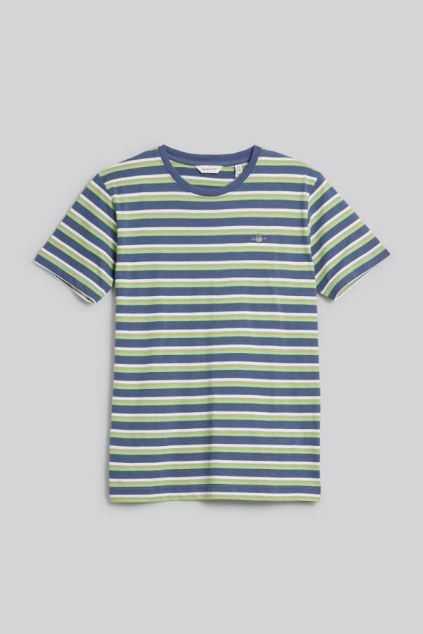 PÓLÓ GANT STRIPED SHIELD T-SHIRT WASHED BLUE