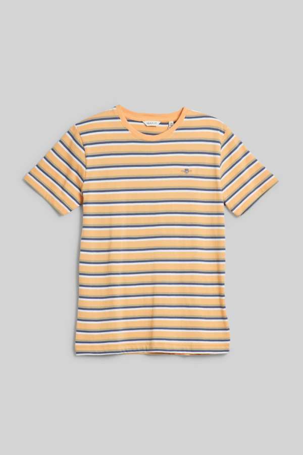 PÓLÓ GANT STRIPED SHIELD T-SHIRT CORAL APRICOT