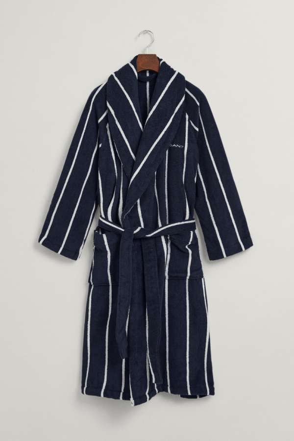 FÜRDŐKÖPENY GANT STRIPE ROBE EVENING BLUE