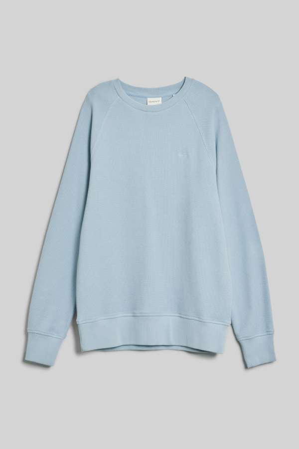 MELEGÍTŐ FELSŐ GANT WAFFLE TEXTURE C-NECK DOVE BLUE