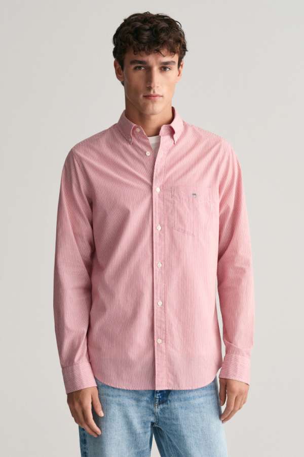 ING GANT REG POPIN BANKER SHIRT RUBY RED