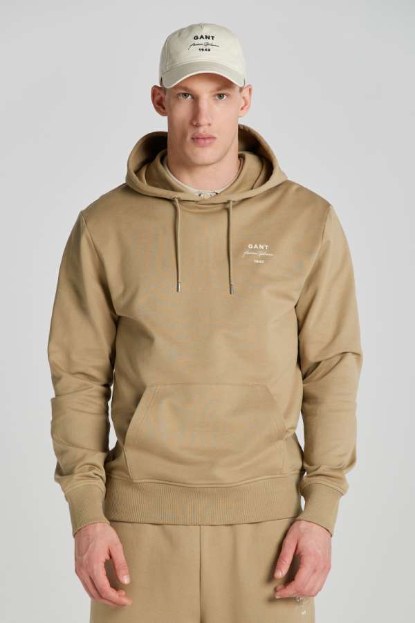 MELEGÍTŐ FELŐ GANT LOGO CRIPT HOODIE DRIED KHAKI