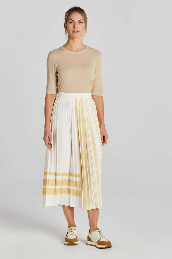 SZOKNYA GANT REG STRIPED PLEATED SKIRT CREAM
