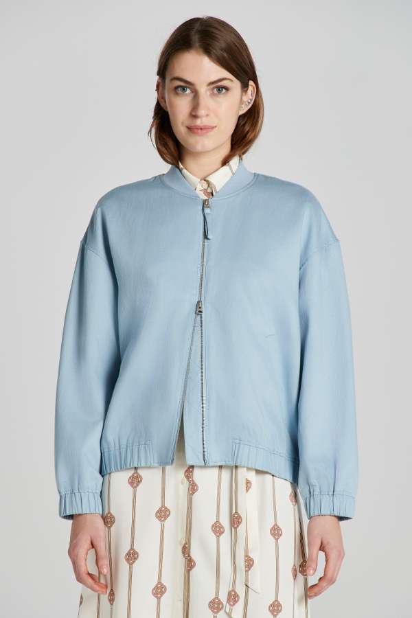 DZSEKI GANT LINEN BLEND BOMBER JACKET DOVE BLUE