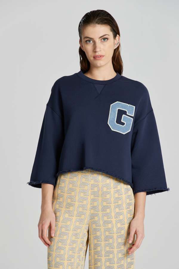 MEEGÍTŐ FESŐ GANT G-BADGE CROPPED SS C-NECK SWEAT CASSIC BUE