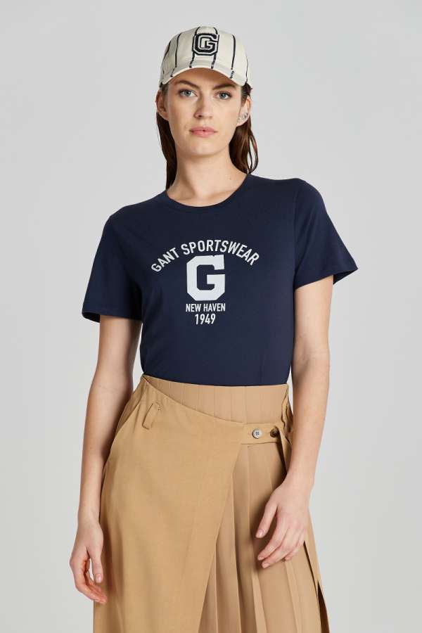 PÓLÓ GANT REG LOGO SS T-SHIRT EVENING BLUE