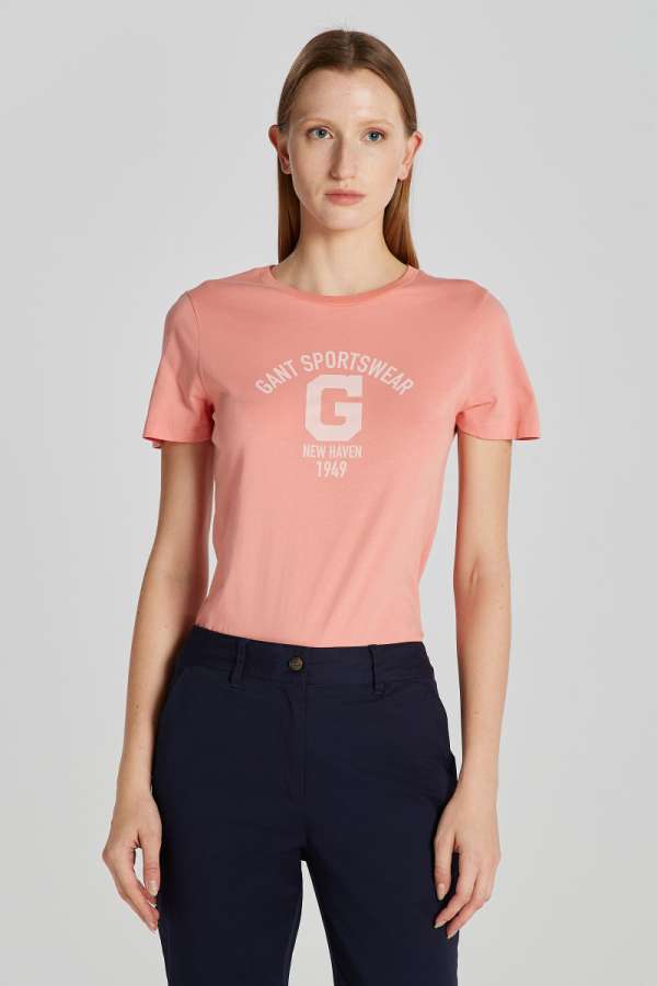 PÓLÓ GANT REG LOGO  T-HIRT PEACHY PINK