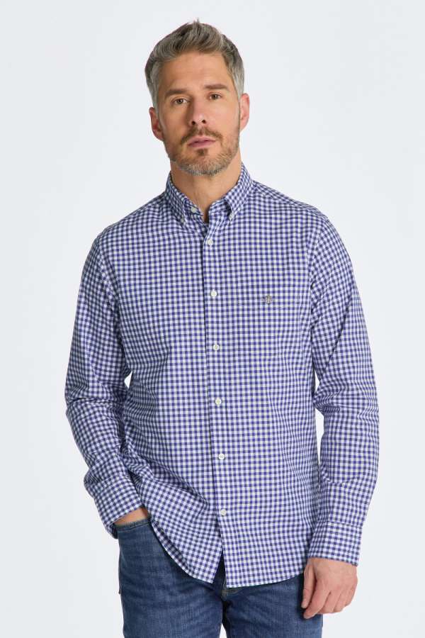 ING GANT REG POPLIN GINGHA SHIRT COLLEGE BLUE