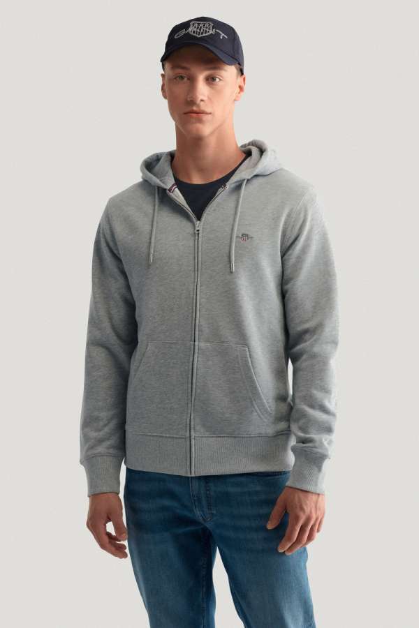 ELEGÍTŐ FELSŐ GANT REG SHIELD FULL ZIP HOODIE GREY ELANGE