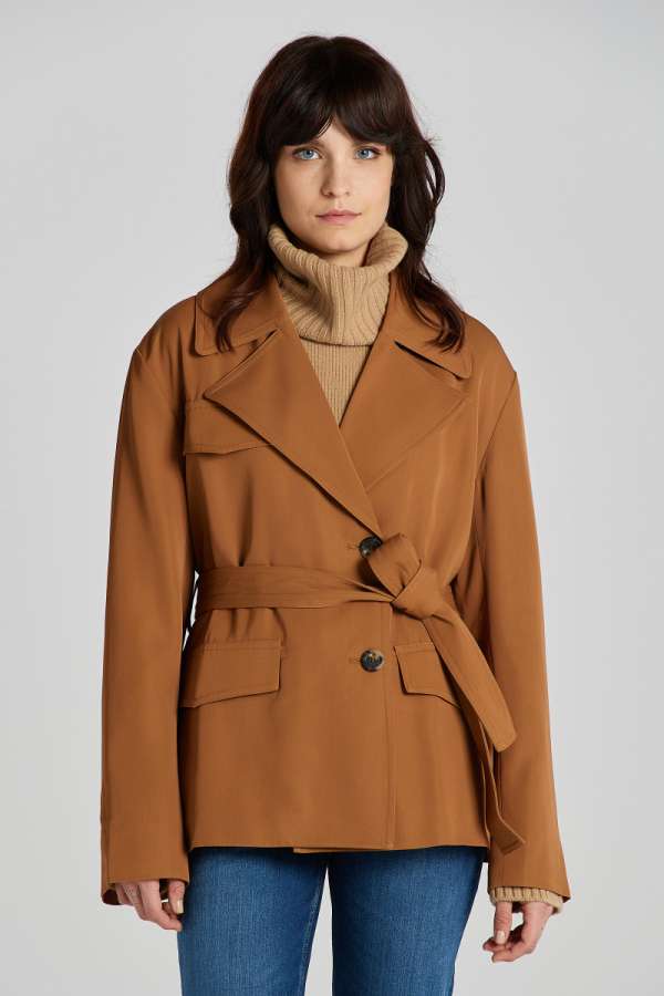 DZEKI GANT FLUID BELTED JACKET ROATED WALNUT