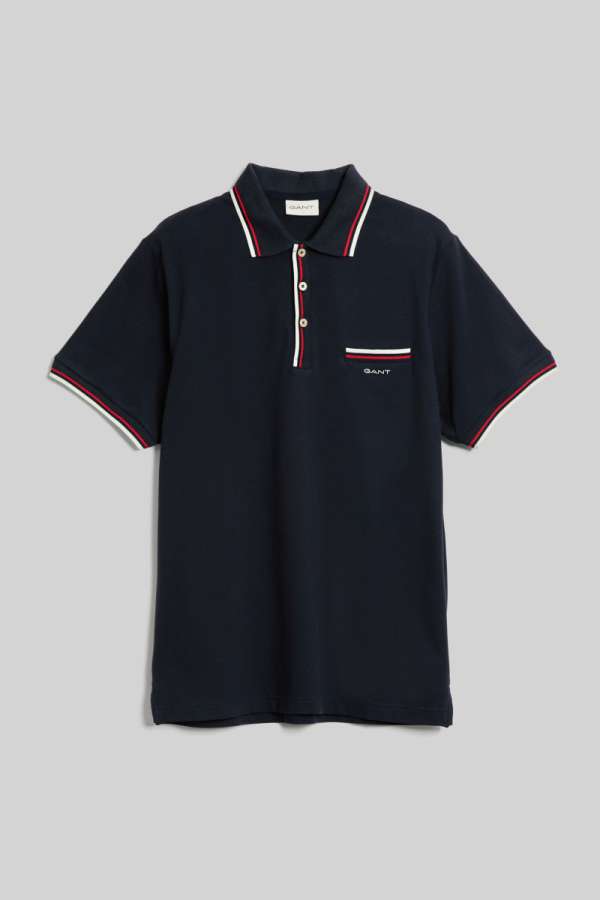 PÓLÓ GANT 2-COL TIPPING SS PIQUE POLO EVENING BLUE