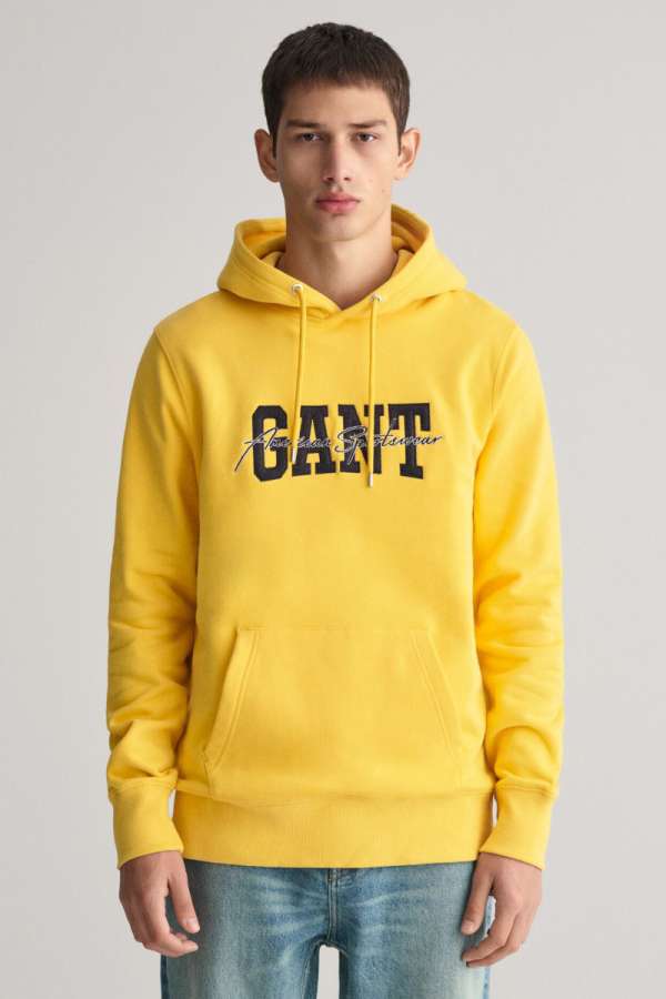 ELEGÍTŐ FELSŐ GANT ARCH SCRIPT HOODIE SOOTH YELLOW