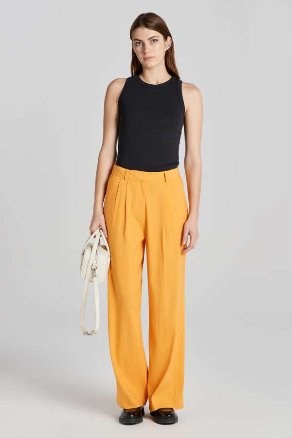 NADRÁG GANT REL STRETCH LINEN TAILORED PANT MEDAL YELLOW