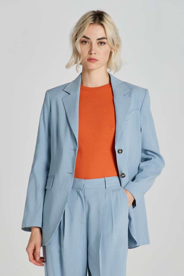ZAKÓ GANT REG STRETCH LINEN BLAZER DOVE BLUE