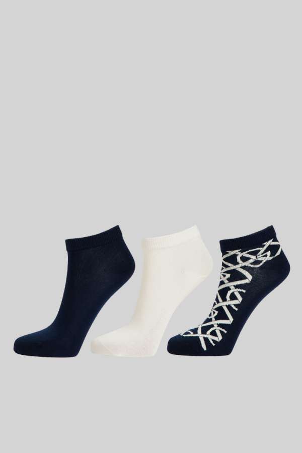 ZOKNI GANT G PATTERN ANKLE SOCKS 3-PACK EVENING BLUE