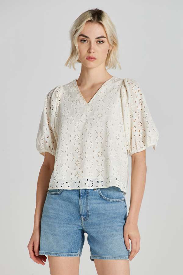 BLÚZ GANT REG BRODERIE ANGLAISE BLOUSE EGGSHELL