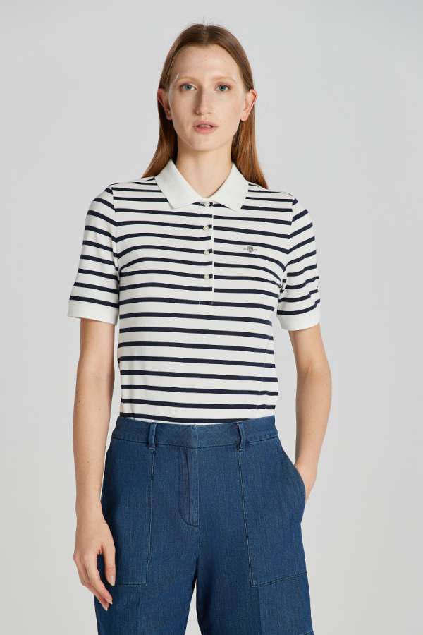 PÓLÓ GANT LIM TRIPED HIELD  PIQUE POLO EGGHELL