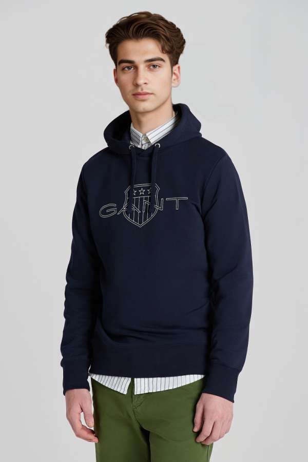 ELEGÍTŐ FELSŐ GANT LOGO HOODIE EVENING BLUE