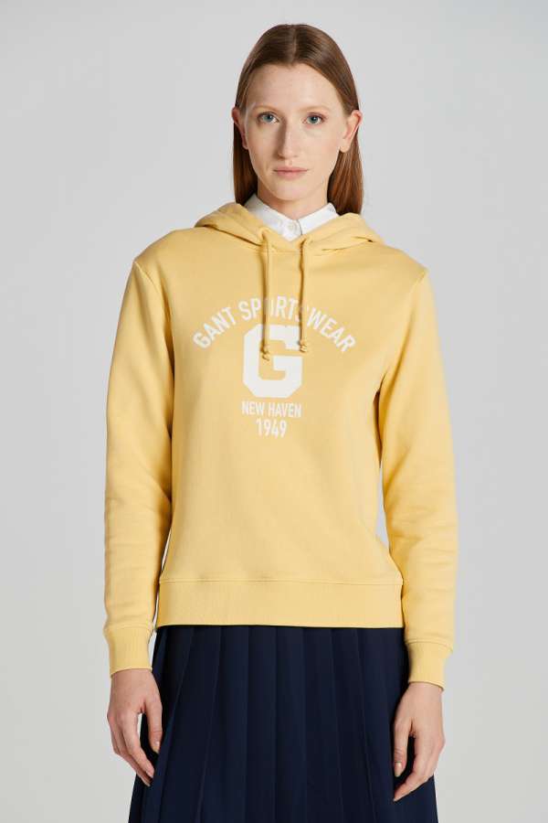 MELEGÍTŐ FELSŐ GANT REG LOGO HOODIE DUSTY YELLOW