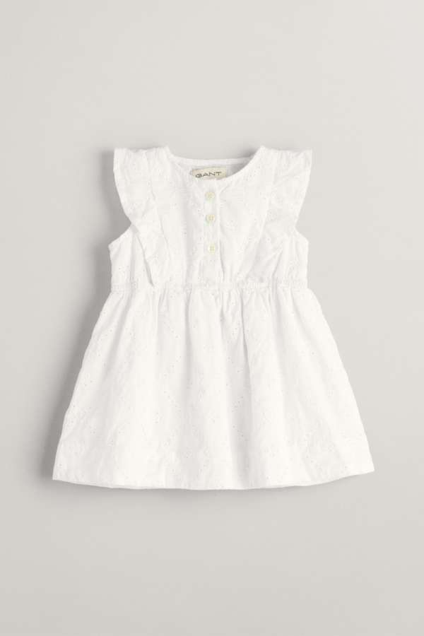 RUHA GANT BRODERIE ANGLAISE FRILL DRESS WHITE