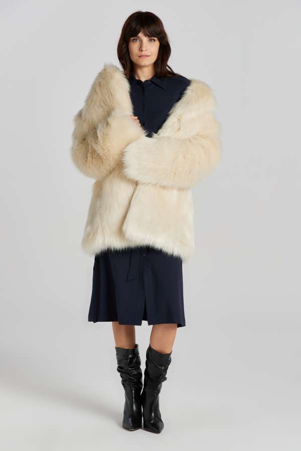KABÁT GANT FAUX FUR COAT EGGSHE