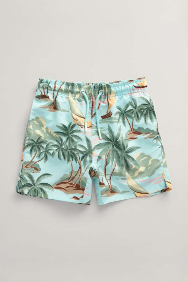 FÜRDŐRUHA GANT HAWAII PRINT SWIM SHORTS TURQUOISE MIST