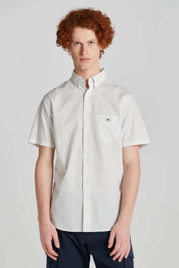 ING GANT REG ICRO PRINT SS SHIRT EGGSHELL