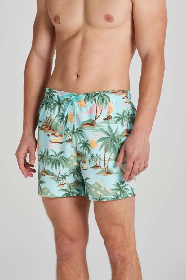 FÜRDŐRUHA GANT HAWAII PRINT SWIM SHORTS TURQUOISE MIST