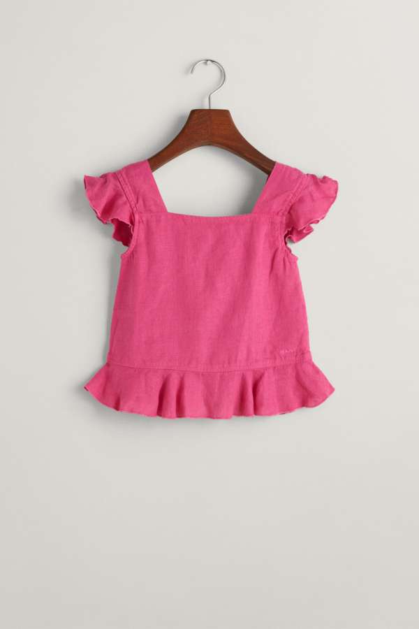 TOP GANT LINEN FRILL TOP BOLD VIOLET