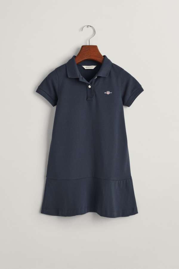 RUHA GANT PIQUE SS FLOUNCE DRESS EVENING BLUE