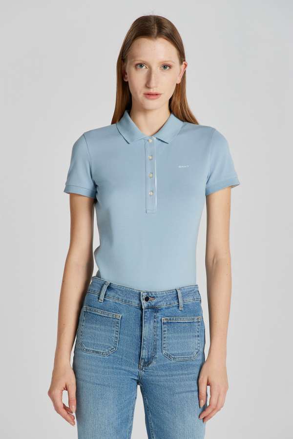 PÓLÓ GANT CONTRAST COLLAR SS PIQUE POLO DOVE BLUE