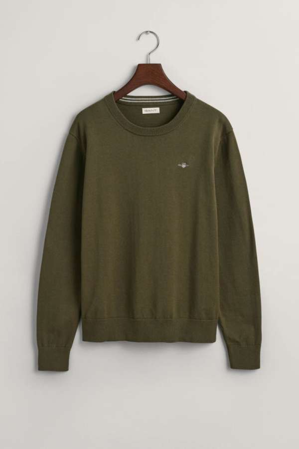 PULÓVER GANT SHIELD CLASSIC COTTON C-NECK JUNIPER GREEN