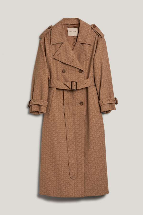 KABÁT GANT ONOGRA JACQUARD TRENCH COAT DARK KHAKI