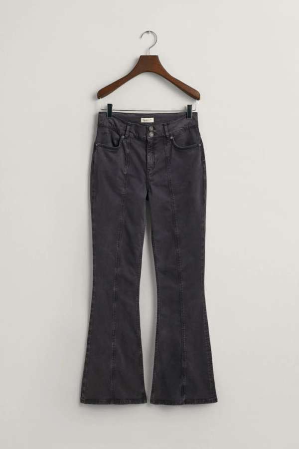 NADRÁG GANT LOW WAIST STRETCHY BOOTCUT PANTS BLACK