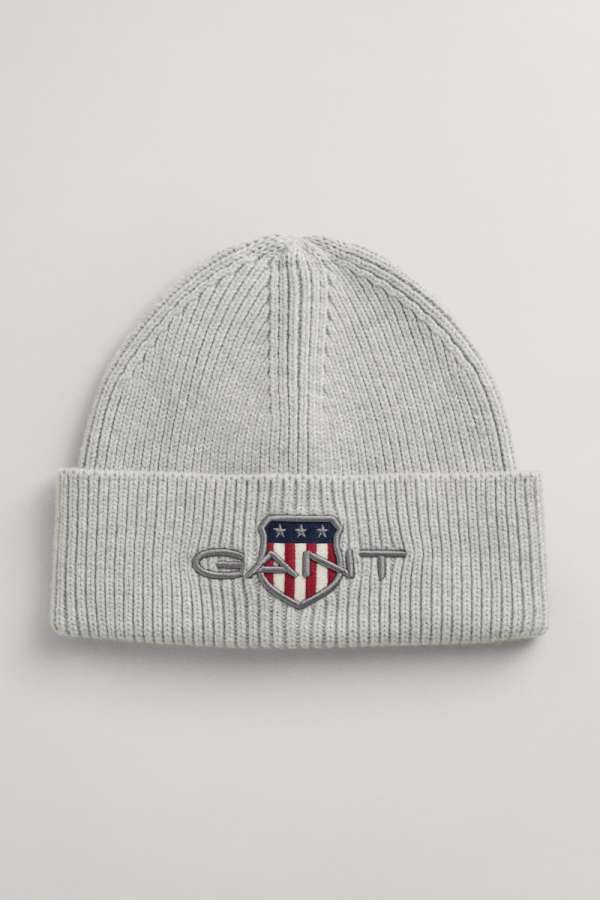 SAPKA 1-6 ÉVES GANT ARCHIVE SHIELD BEANIE LIGHT GREY MELANGE