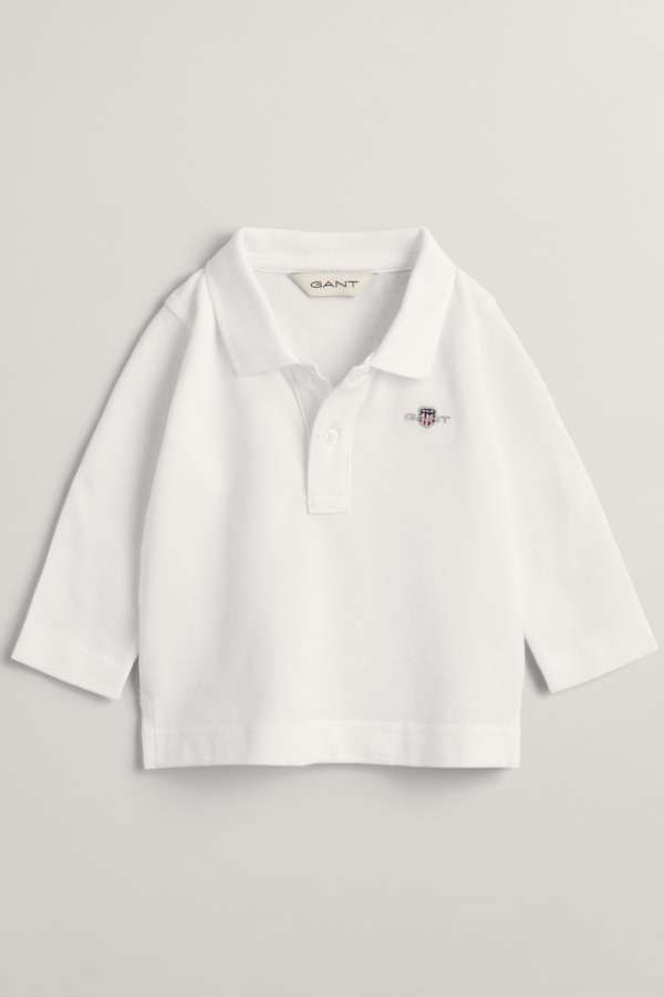PÓLÓ GANT SHIELD PIQUE LS RUGGER WHITE