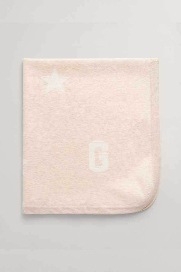 TAKARÓ GANT KNITTED BLANKET 68 x 78 cm LIGHT BEIGE MELANGE