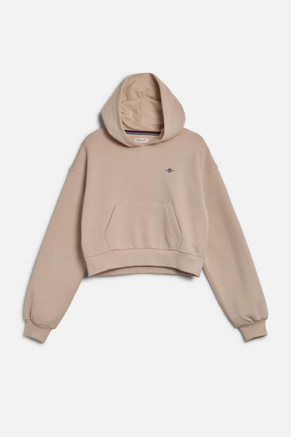 MELEGÍTŐ FELSŐ GANT SHIELD CROPPED SWEAT HOODIE SOFT OAT