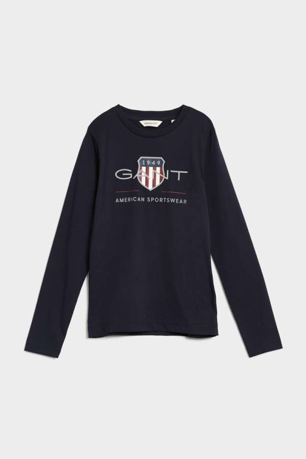 PÓLÓ GANT ARCHIVE SHIELD LS T-SHIRT EVENING BLUE