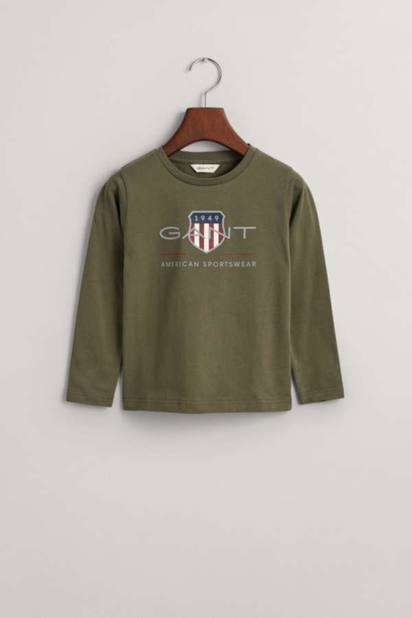 PÓLÓ GANT ARCHIVE SHIELD LS T-SHIRT JUNIPER GREEN