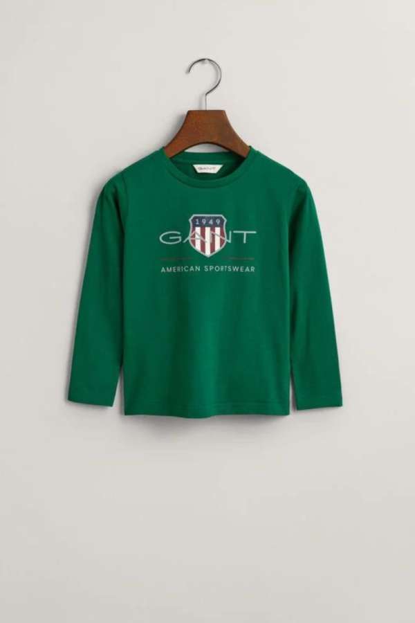 PÓLÓ GANT ARCHIVE SHIELD LS T-SHIRT WILD GREEN