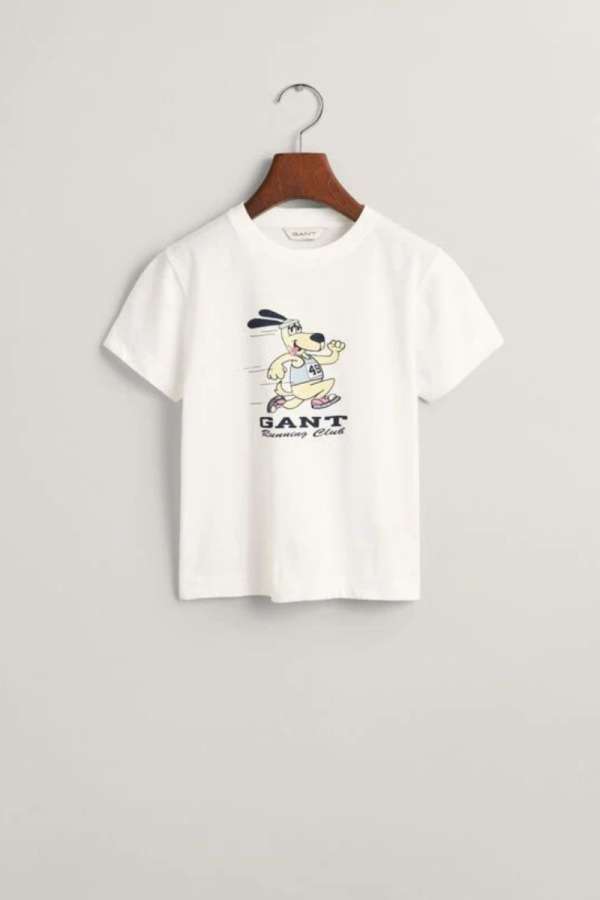 PÓLÓ GANT RUNNING DOG PRINT T-SHIRT WHITE