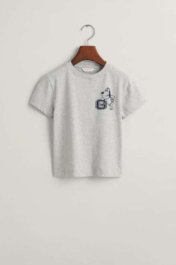 PÓLÓ GANT G DOG PRINT T-SHIRT LIGHT GREY MELANGE